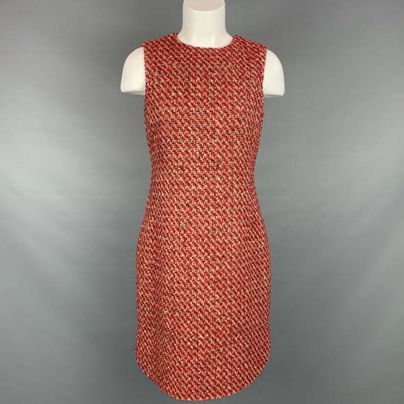 LORO PIANA Dresses & Skirts - LORO PIANA Red & Taupe Textured Boucle Cashmere Blend Shift Dress